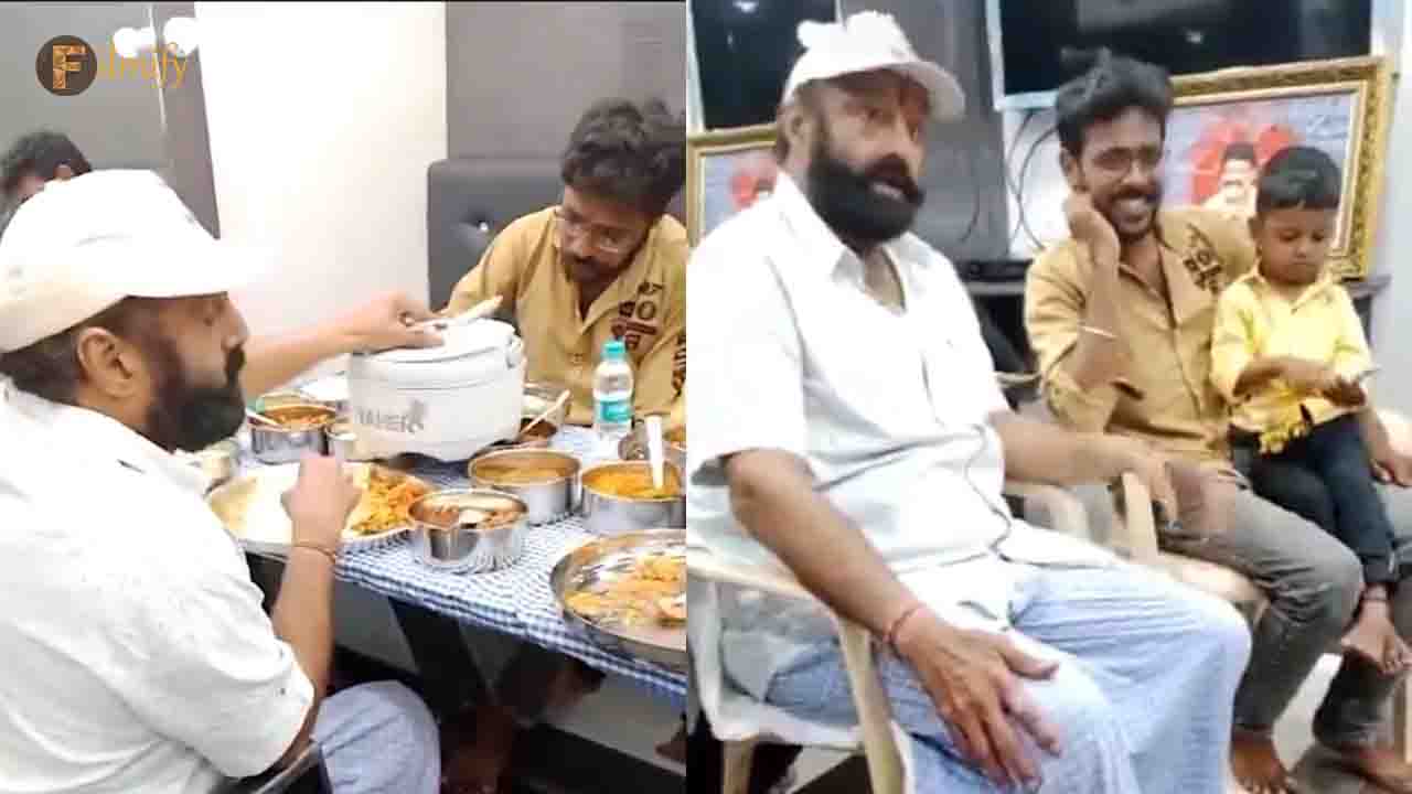 Balakrishna had lunch with a fan in NBK109 movie shooting gap..