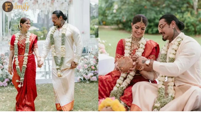 Varalakshmi marriage photo's: Mahalakshmi Varalakshmi in red saree.. wedding photos viral..!