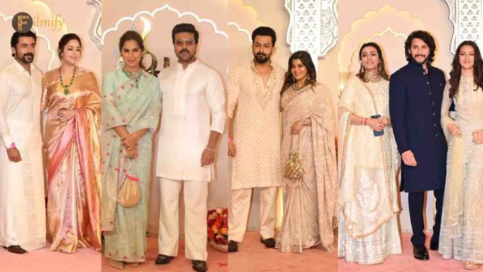 South Indian Stars Ram Charan, Mahesh Babu, Rajinikanth at Anant Radhika Wedding Ceremony