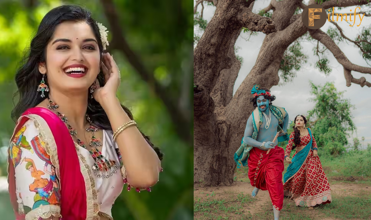 Priyanka jsin: Krishnastami special photos share by bigg Boss beauty.. but spoil the getup her boyfriend..!