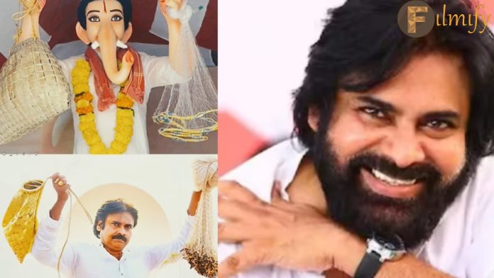 Pawan Kalyan inspired idol for Ganesh chathurthi..